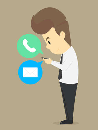 A businessman using a smartphone to communicate. vectorのイラスト素材