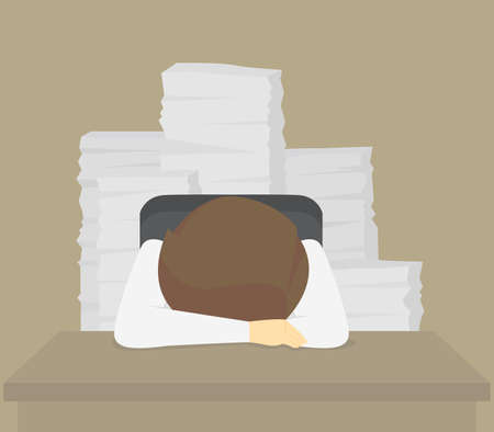 businessman working hard, stress at work. vectorのイラスト素材