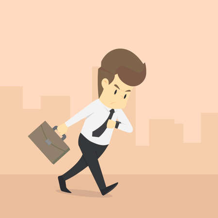 A businessman rushed to work. vectorのイラスト素材