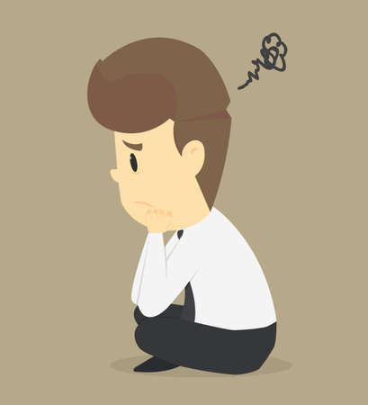A businessman with anxiety. vectorのイラスト素材