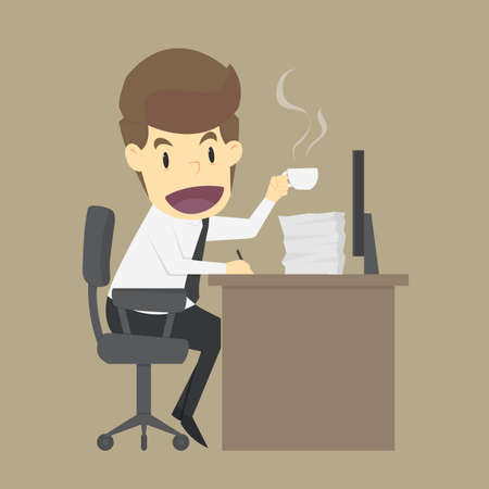 Business man happy with his work. vectorのイラスト素材