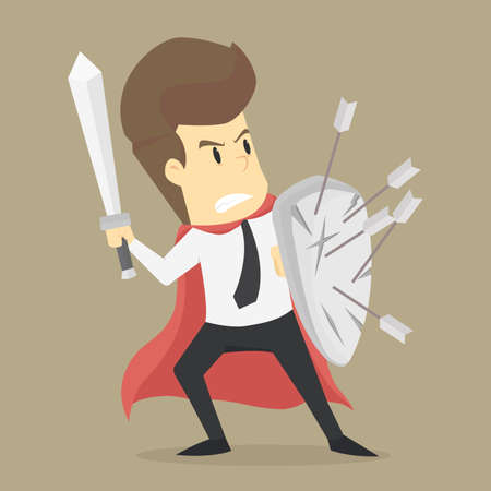 A businessman fighting with the problem. vectorのイラスト素材