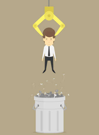 A businessman was thrown into the trash, unemployed. vectorのイラスト素材