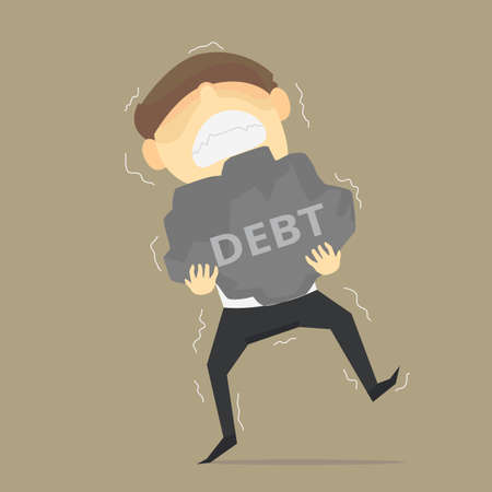 A businessman carrying the burden of debt. vectorのイラスト素材