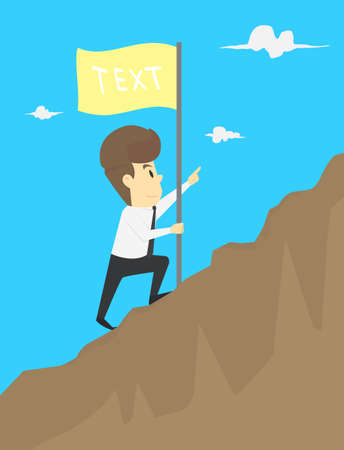 Businessman holding a flag that succeed in mountain. vectorのイラスト素材