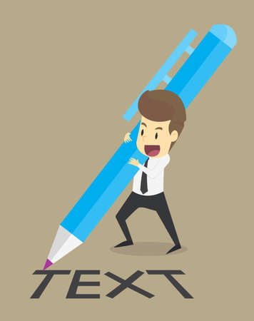 Businessman with pen writing on the floor. vectorのイラスト素材