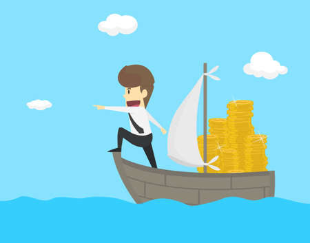 Entrepreneur sea adventure to find the treasure vectorのイラスト素材