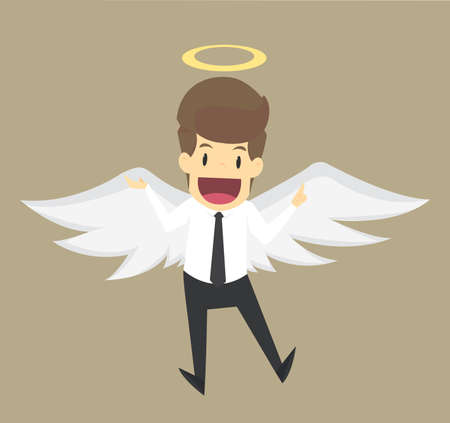 Businessman flying with his wing. Introduction and presentation VECTORのイラスト素材