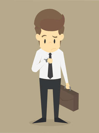 Businessman watching the clock wait time-consuming. vectorのイラスト素材
