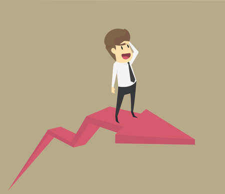 Business concept in growth economic or financial situation. businessman riding on rising arrow graphs VECTORのイラスト素材
