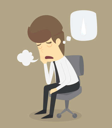 Businessman character tired. Hard work.VECTROのイラスト素材