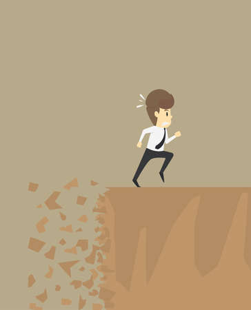 businessman running away from the abyss.VECTOR EPS10のイラスト素材