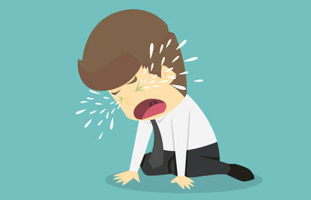 Businessman crying sad.Cartoon of business success is the concept of the man characters business, the mood of people, can be used as a background, banner, infographics. illustration vectorのイラスト素材