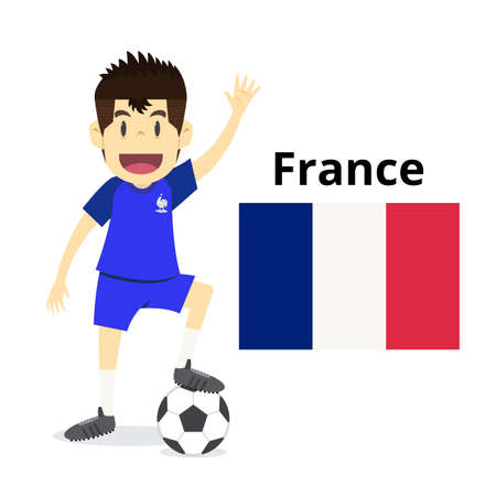 France national team cartoon,football World,country flags. 2018 soccer world,isolated on white background. illustration vectorのイラスト素材