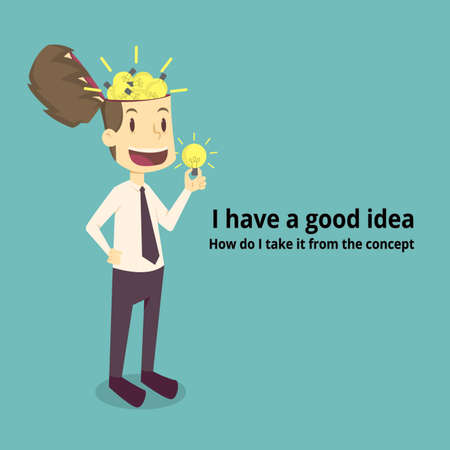 Businessman with a good idea.cartoon of business,employee success is the concept of the man characters business,the mood of people, can be used as a background, banner, infographic.illustration vectorのイラスト素材