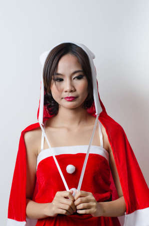 Christmas santa girl cutie style isolate portraitのeditorial素材