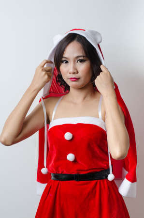 Christmas santa girl cutie style isolate portraitのeditorial素材
