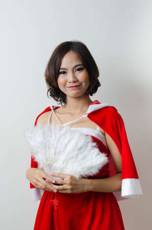 Christmas santa girl cutie style isolate portraitのeditorial素材