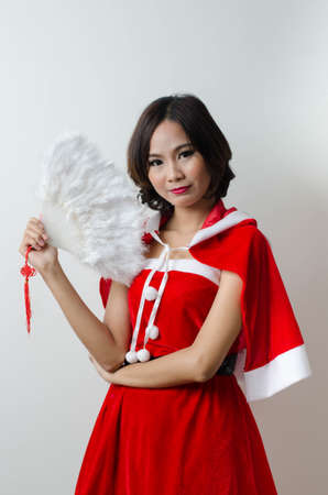 Christmas santa girl cutie style isolate portraitのeditorial素材