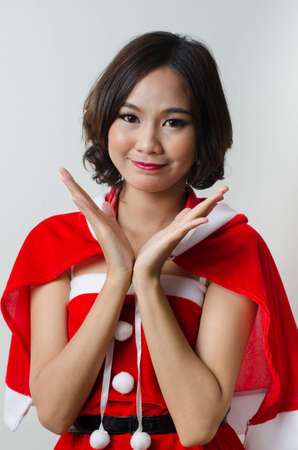 Christmas santa girl cutie style isolate portraitのeditorial素材