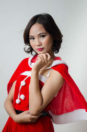 Christmas santa girl cutie style isolate portraitのeditorial素材