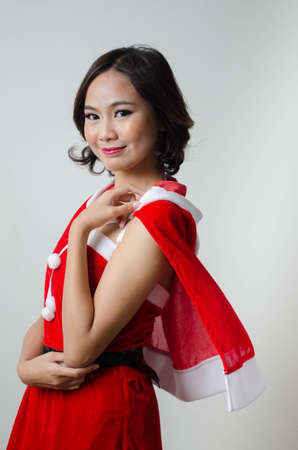 Christmas santa girl cutie style isolate portraitのeditorial素材