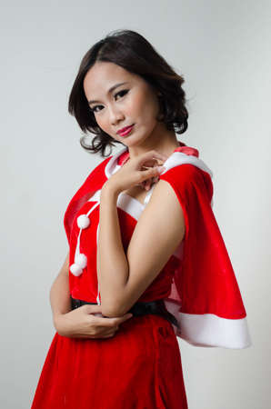 Christmas santa girl cutie style isolate portraitのeditorial素材