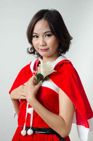 Christmas santa girl cutie style isolate portraitのeditorial素材