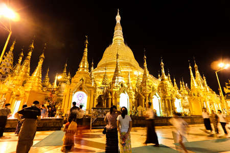 Shwedagon Pagoda in myanmar they are beautiful gold color at the daynightの写真素材