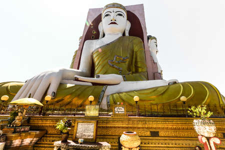 Buddha Statue, Kyaikpun Pagoda in Bago, Myanmarの写真素材