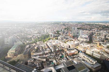 Aerial panoramic view of Frankfurt city center, Frankfurt am Main, Germanyの写真素材