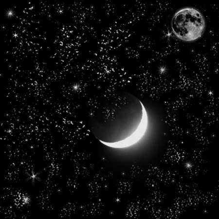 Moon and stars.の写真素材