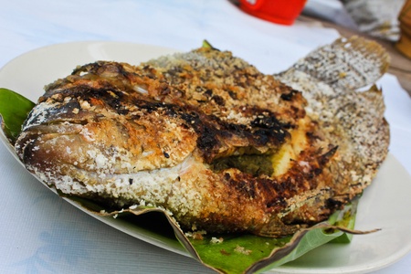 Grilled fish ready for eating.の写真素材