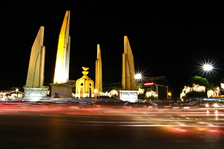 Democracy monument at night, bangkok, Thailand.の写真素材