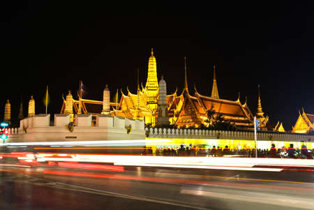 Night view of grand palace in bangkok, Thailand.の写真素材