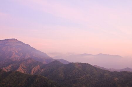 Morning Mist at Tropical Mountain Range, Thailand.の写真素材