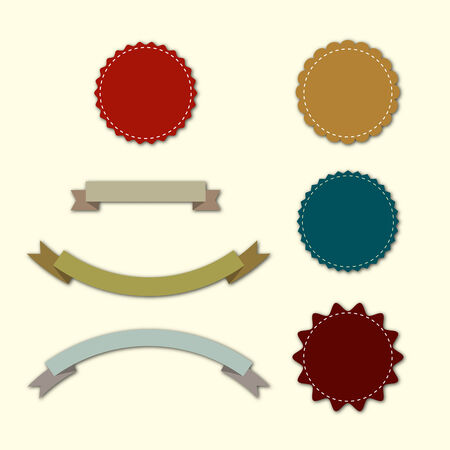 Collection of labels and ribbons in retro vintage style.のイラスト素材