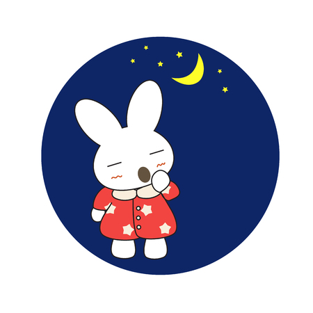 Cute cartoon bunny girl in a pretty pink dress. Vector illustration.のイラスト素材