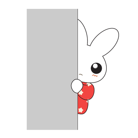 Cute cartoon bunny girl in a pretty pink dress. Vector illustration.のイラスト素材