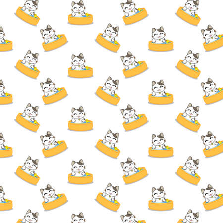 Cute Cartoon Cats Pattern.のイラスト素材