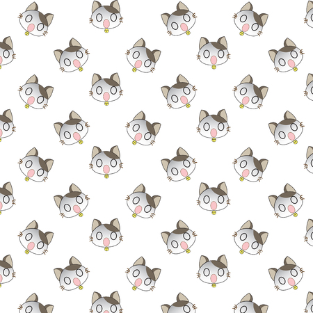 Cute Cartoon Cats Pattern.のイラスト素材