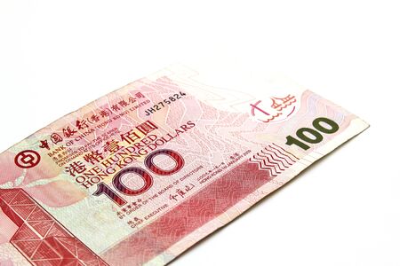 100 Hong Kong dollar bank note. Hong Kong dollar is the national currency of Hong Kong