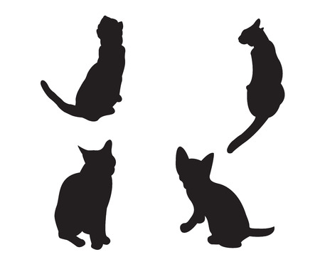 Set of cats Silhouettes isolated on a white background.のイラスト素材