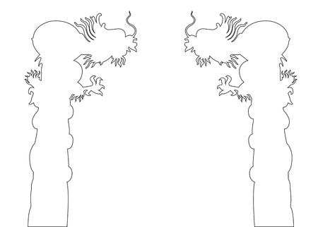 Dragon Post Path on the white backgroundのイラスト素材