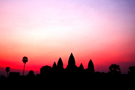 Sunrise at Ankor Wat, Siem Reap, Cambodiaの写真素材