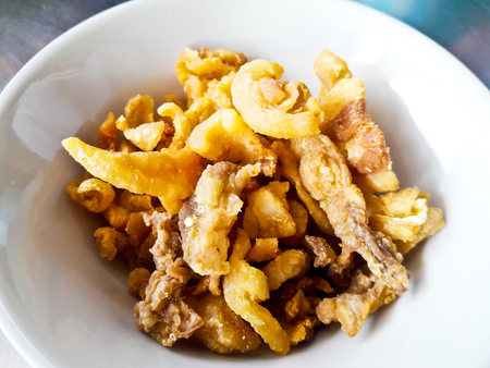 Homemade pork Crackling/ Pork crackling/ Various fried pork cracklingの写真素材