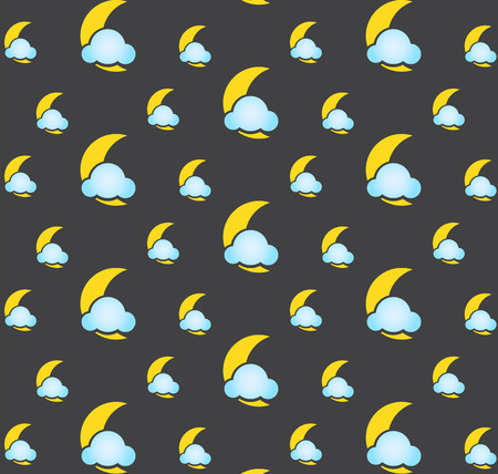 Moon and clouds icon pattern background ,Vector illustration background.のイラスト素材