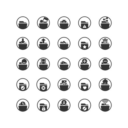 Folder solid icon set. Vector and Illustration.のイラスト素材