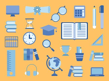 School supplies educational accessories vector. Illustration about education.のイラスト素材