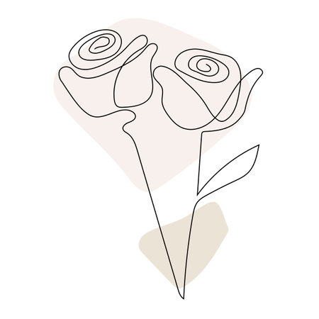 Rose flower line art. Contour drawing. Minimalism art.のイラスト素材